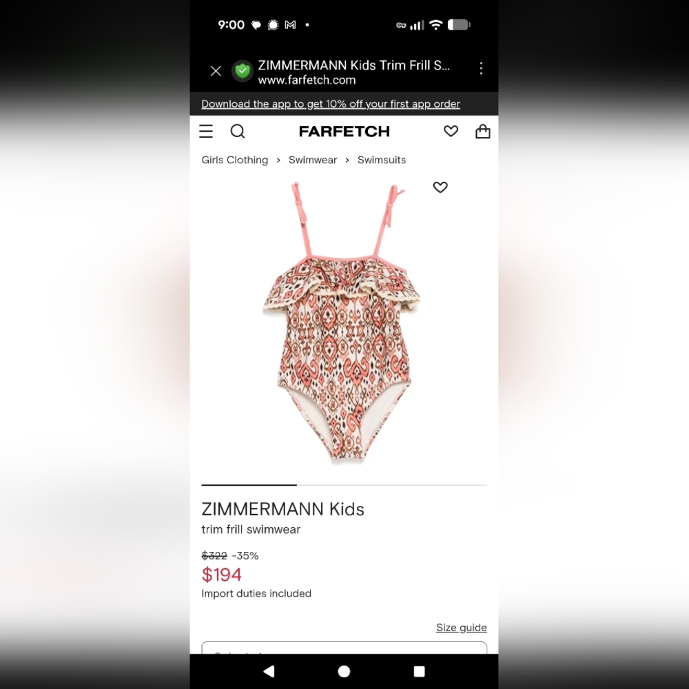 Zimmermann Kids Trim Frill Swimsuit